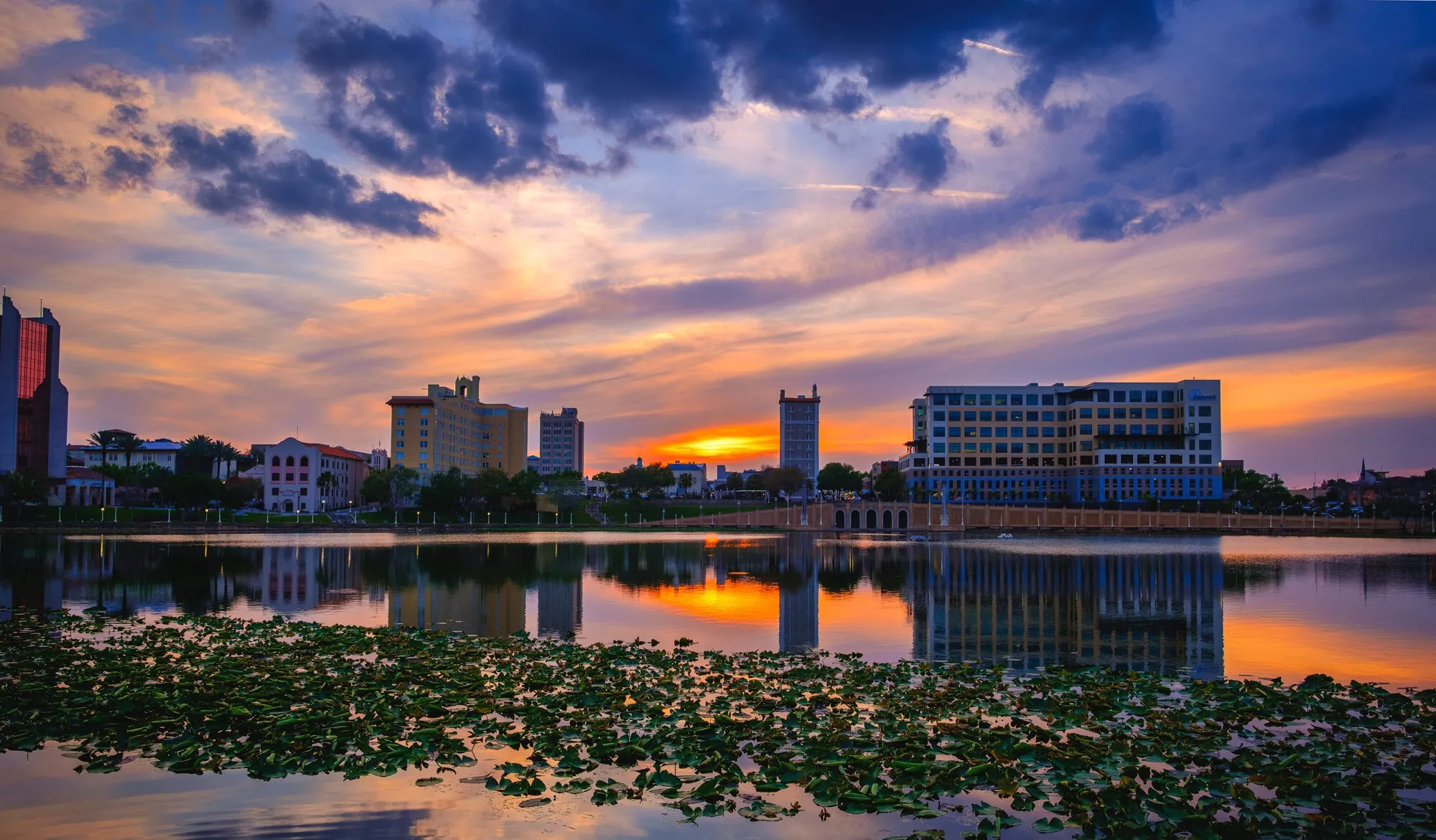 Lake Mirror in Lakeland Florida at sunset